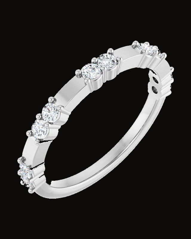 1/4 CTW Lab-Grown Diamond Anniversary Band — Rhodium-Plated on 14K White Gold · 2.8 x 2.4 mm