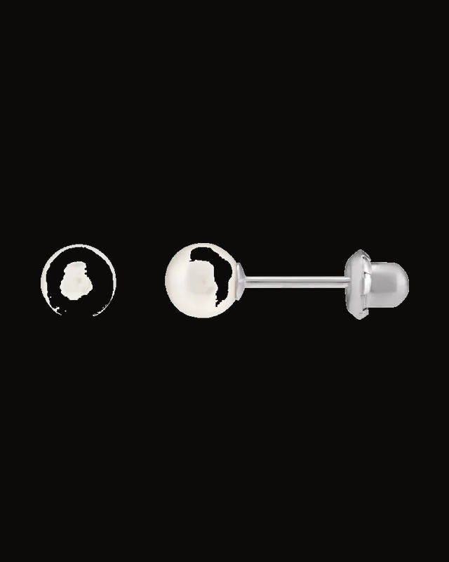 Pearl Inverness® Piercing Earrings — Rhodium-Plated on 14K White Gold · 5 mm