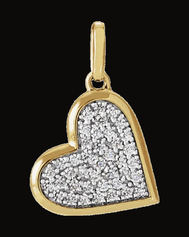1/4 CTW Natural Diamond Heart Charm/Pendant — 14K Yellow Gold