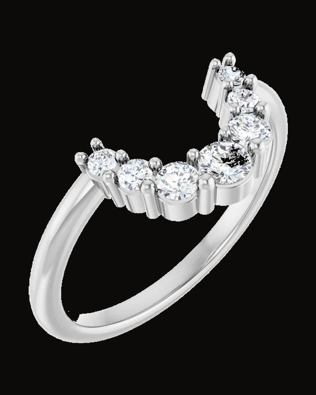 1/3 CTW Lab-Grown Diamond Contour Band — Rhodium-Plated on 14K White Gold · 7.9 x 3 mm