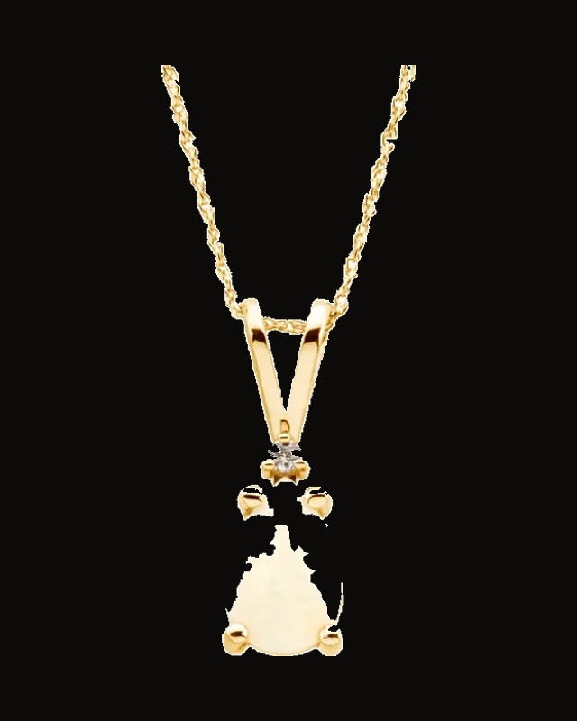 Accented Cabochon Necklace or Pendant — 14K Yellow Gold · 9 x 6 mm