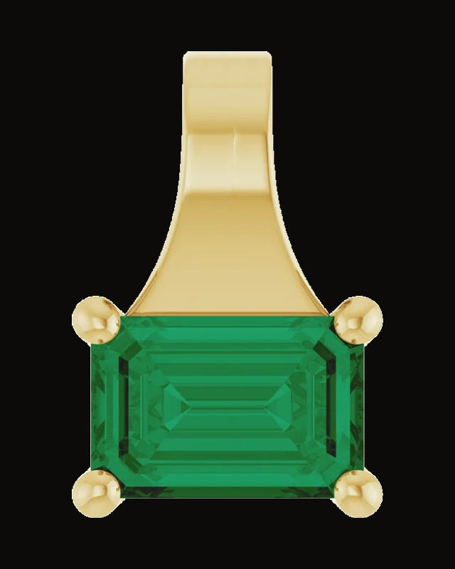Lab Grown Emerald Pendant — 14K Yellow Gold · 6 x 4 mm
