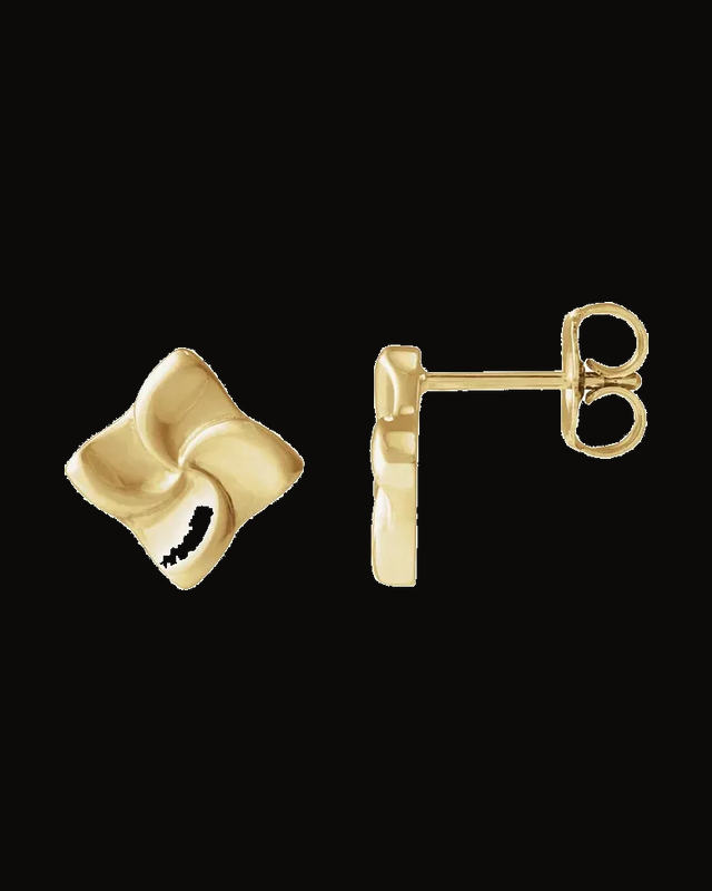 Swirl Stud Earrings — 14K Yellow Gold