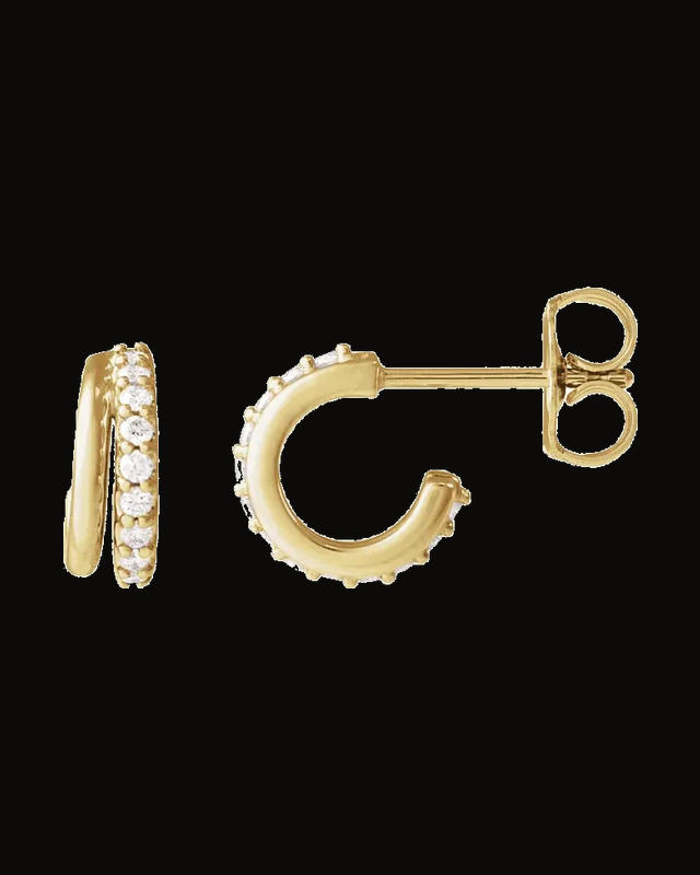 1/6 CTW Lab-Grown Diamond Hoop Earrings — 14K Yellow Gold · 1.2 mm