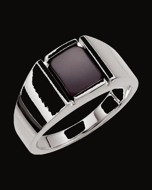 Natural Onyx Ring — Sterling Silver · 3.32 mm · Size 11