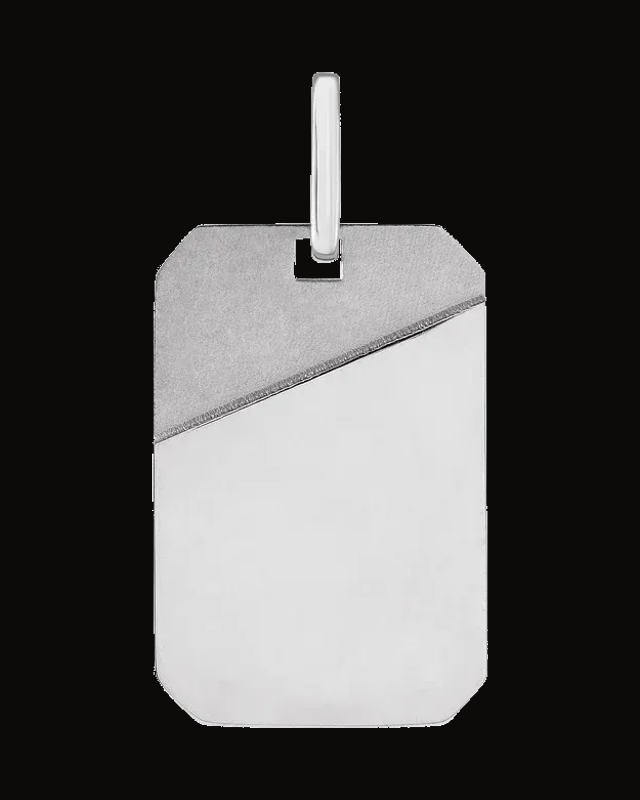 Engravable Dog Tag Pendant — Sterling Silver — Bead Blast/Polished