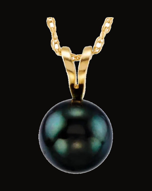 Cultured Black Akoya Pearl Necklace — 14K Yellow Gold · 7 mm