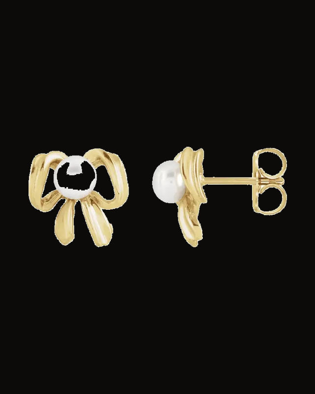 Cultured Freshwater Pearl Earrings — 14K Yellow / White Gold · 4 mm