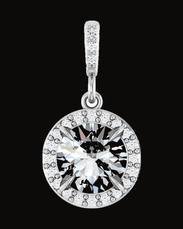 Halo-Style Pendant — Rhodium-Plated on 14K White Gold
