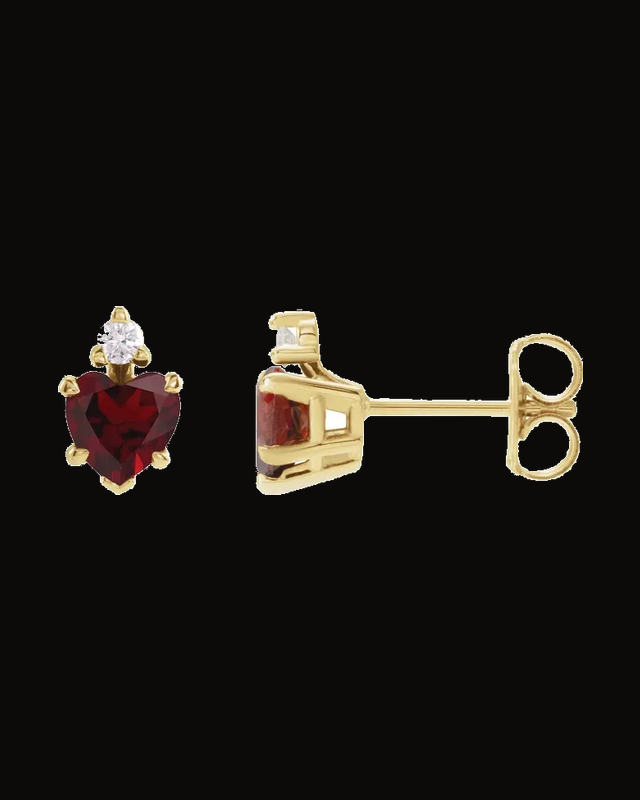 Accented Heart Earrings — 14K Yellow Gold · 0.06 CTW