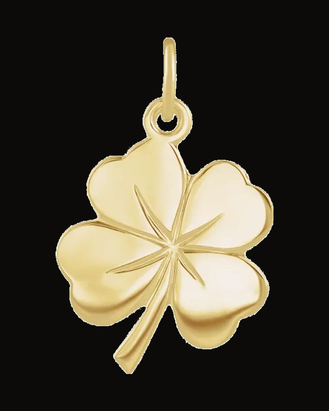 Four-Leaf Clover Charm/Pendant — 14K Yellow Gold