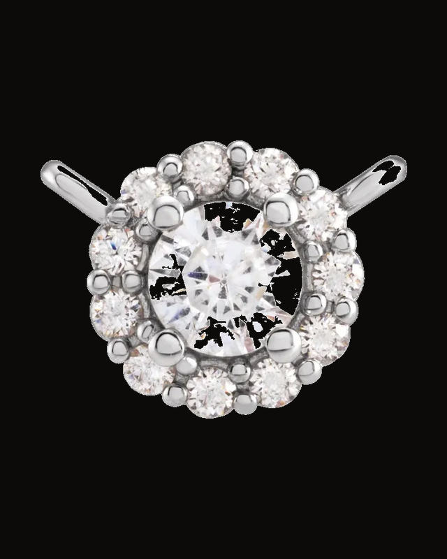 1/3 CTW Lab-Grown Diamond Round Necklace Center — Rhodium-Plated on 14K White Gold