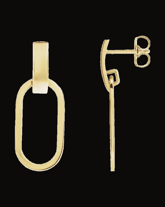 Elongated Oval Drop Earrings