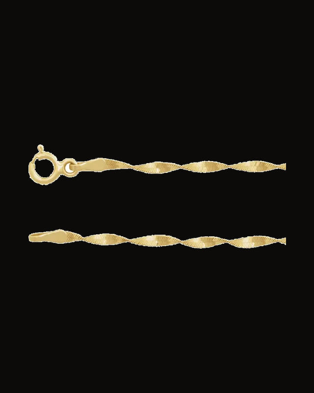 1.6 mm Twisted Herringbone Chain — 14K Yellow Gold