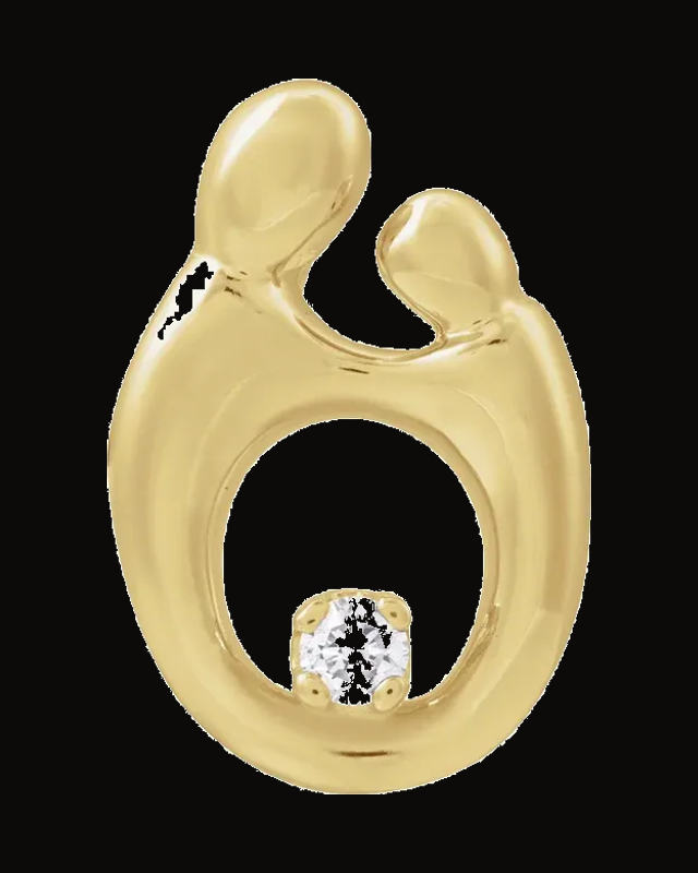 0.03 Ct Natural Diamond Mother And Child Slide Pendant — 14K Yellow Gold