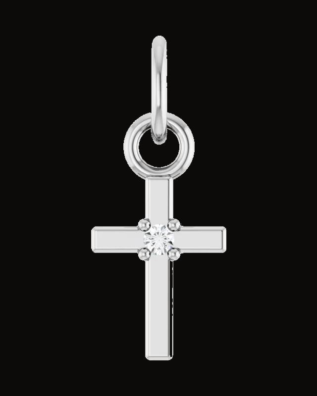 0.005 Ct Natural Diamond Cross Pendant — Sterling Silver
