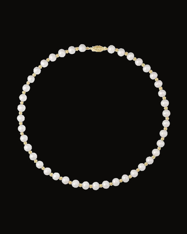 Cultured White Freshwater Pearl Strand Necklace — 14K Yellow Gold · Cultured Freshwater Pearl