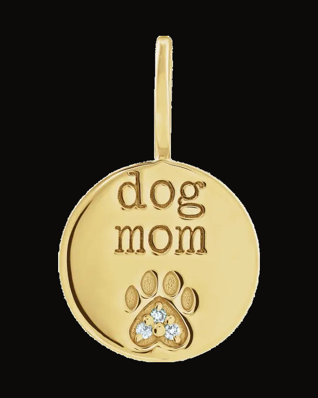 0.01 CTW Natural Diamond Engraved Paw Print Charm/Pendant