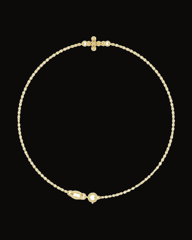 Beaded Cross Bracelet — 14K Yellow Gold