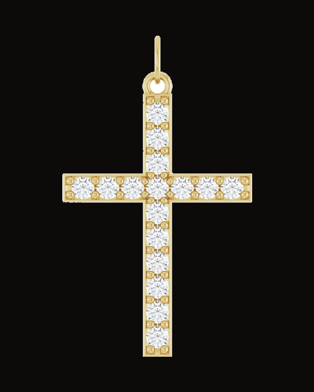 1/2 CTW Lab-Grown Diamond Cross Pendant — 14K Yellow / White Gold