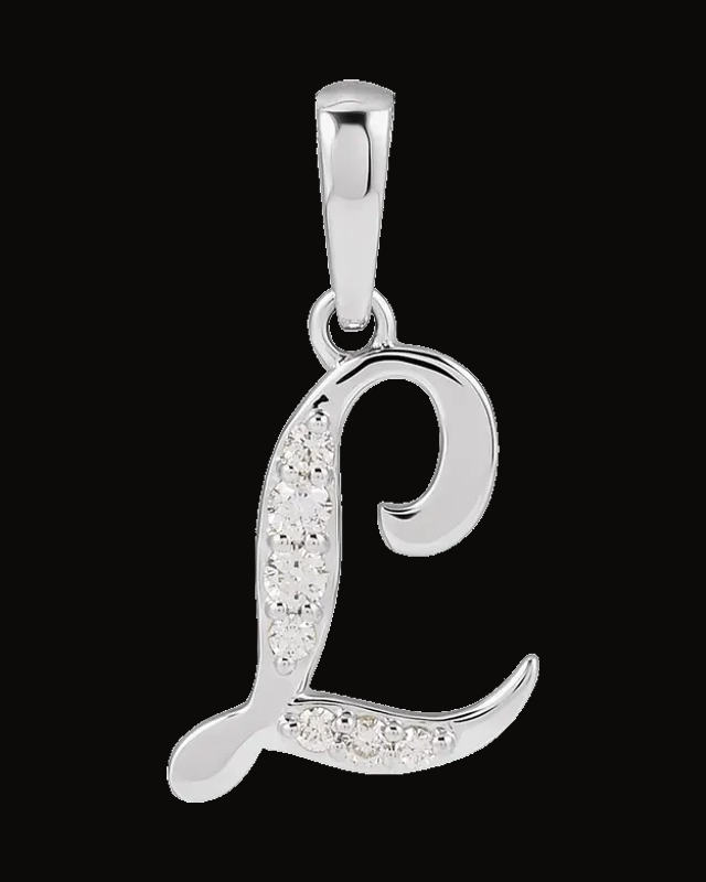 Accented Initial Necklace or Pendant — 14K Yellow / White Gold