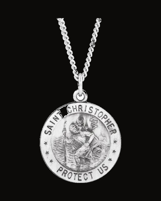 Reversible U.S. Army/St. Christopher Medal Necklace or Pendant — Rhodium-Plated on Sterling Silver · 0.04 CTW