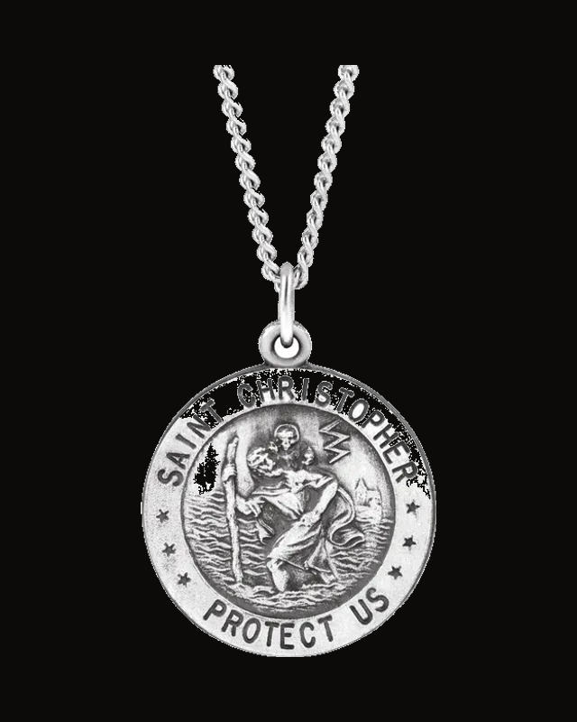 St. Christopher U.S. Navy Medal Necklace or Pendant — Sterling Silver