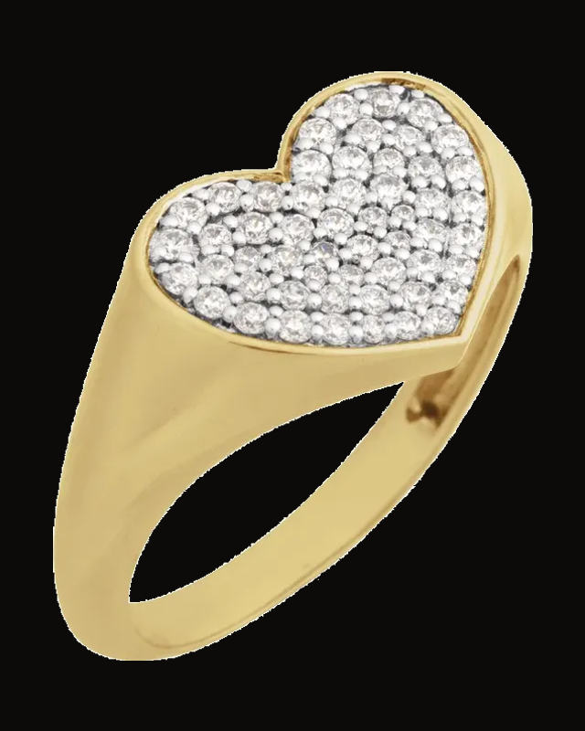1/3 CTW Lab-Grown Diamond Heart Ring — 14K Yellow Gold-Plated · 1.55 mm · Size 7