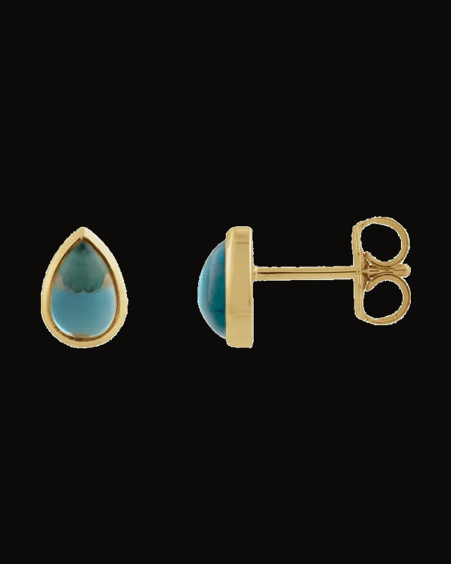 Cabochon Earrings — 14K Yellow Gold · 6 x 4 mm