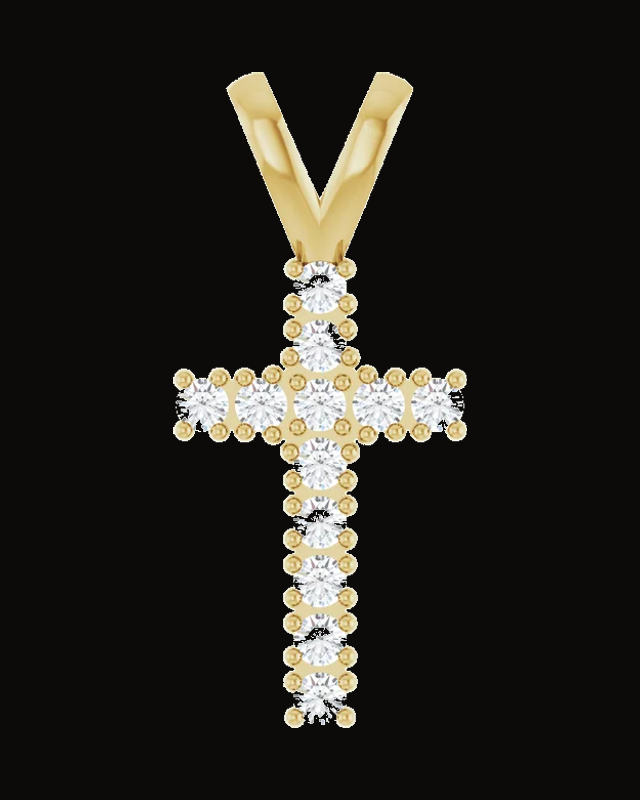 1/5 CTW Natural Diamond Cross Pendant — 14K Yellow / White Gold