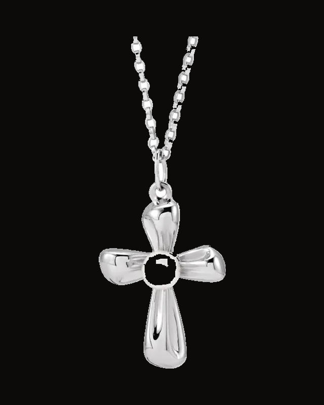 Cultured Freshwater Pearl Cross Necklace — Sterling Silver · 4 mm