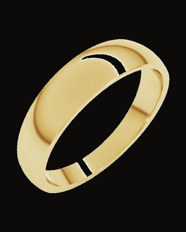 Tapered Comfort-Fit Half Round Band — 14K Yellow Gold · 5 mm · Size 6