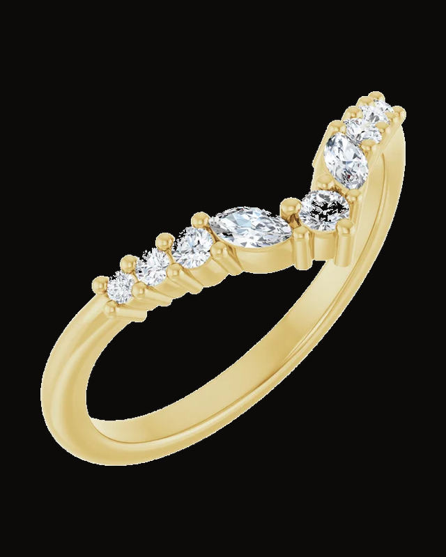 Accented Contour Band — 14K White / Yellow Gold · 2 mm