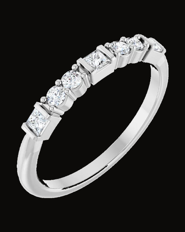 1/4 CTW Lab-Grown Diamond Stackable Ring — Rhodium-Plated on 14K White Gold · 9 x 2.4 mm