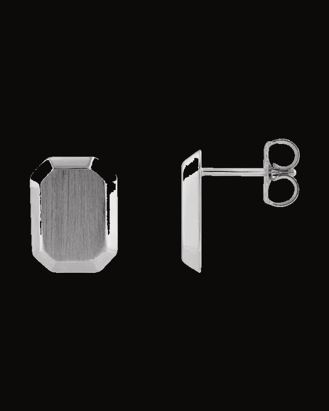 Engravable Geometric Stud Earrings — Sterling Silver