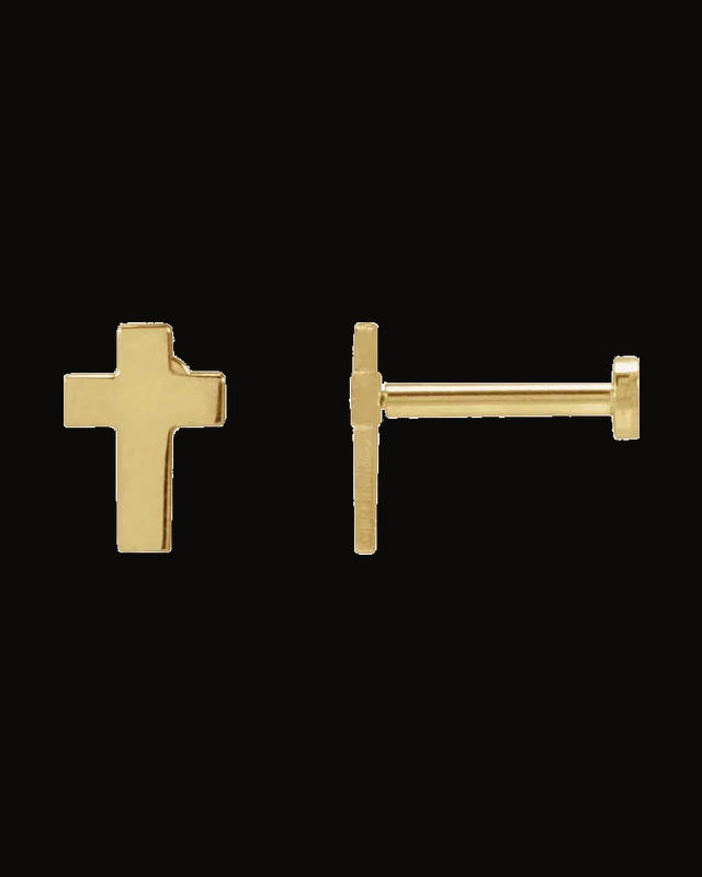Cross Earrings — 14K Yellow / White Gold