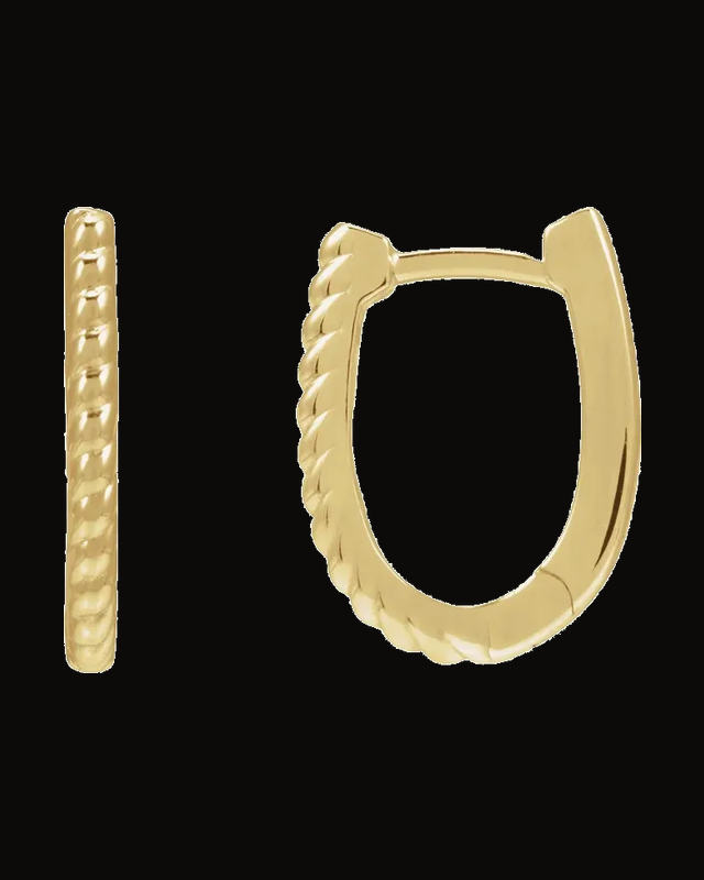 Rope Oval Hoop Earrings — 14K Yellow Gold