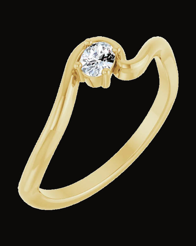 1/6 Ct Lab-Grown Diamond Freeform Solitaire Ring — 14K Yellow Gold · 5.6 x 4.6 mm