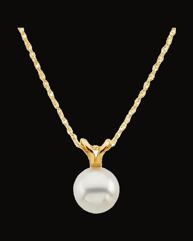 Cultured White Akoya Pearl Necklace — 14K Yellow Gold · Cultured Akoya Pearl