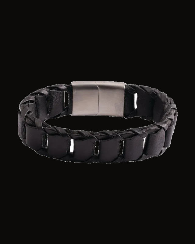 Leather Cord Bracelet With Brushed Stainless Steel Clasp