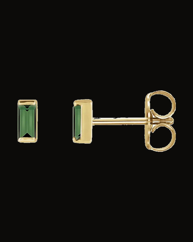 Straight Baguette Channel-Set Stud Earrings — 14K Yellow Gold