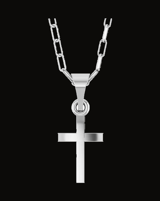 Cross Paperclip Necklace — Sterling Silver