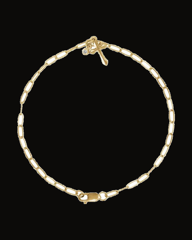 0.03 CTW Natural Diamond Cross Charm Bracelet — 14K Yellow Gold