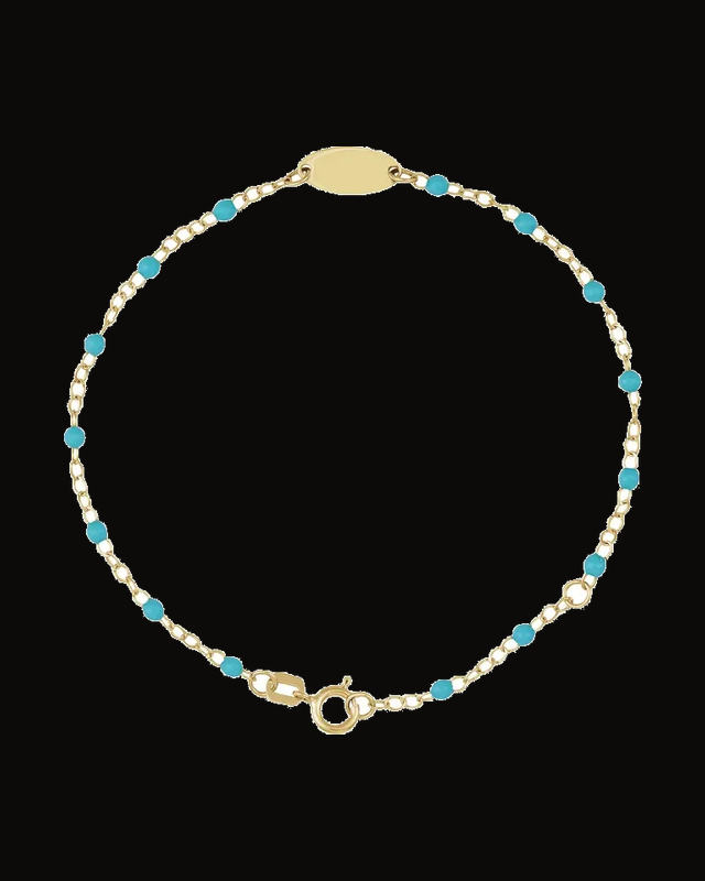 Engravable Enamel Bead Bracelet — 14K Yellow Gold