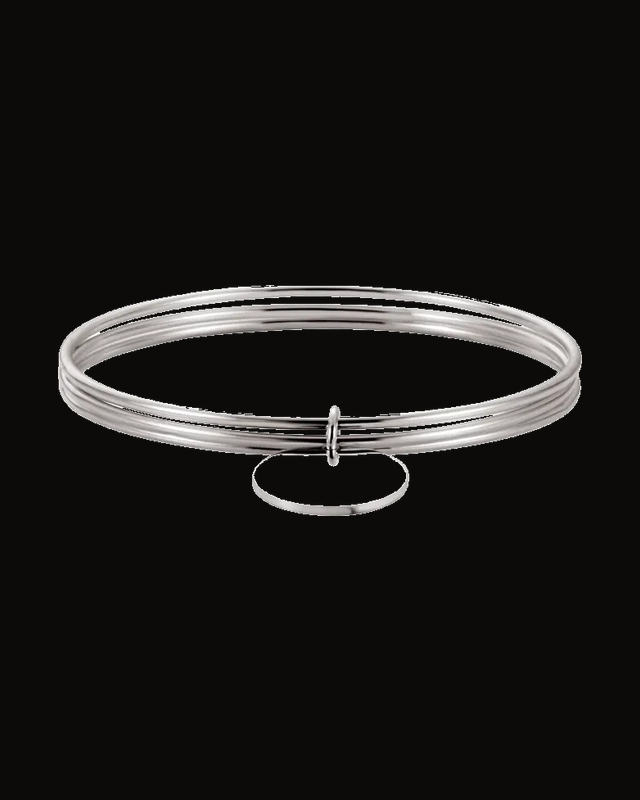 Triple Bangle Bracelet with Engravable Charm — Sterling Silver