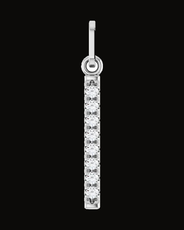 1/10 CTW Lab-Grown Diamond Vertical Bar Pendant — Rhodium-Plated on 14K White Gold