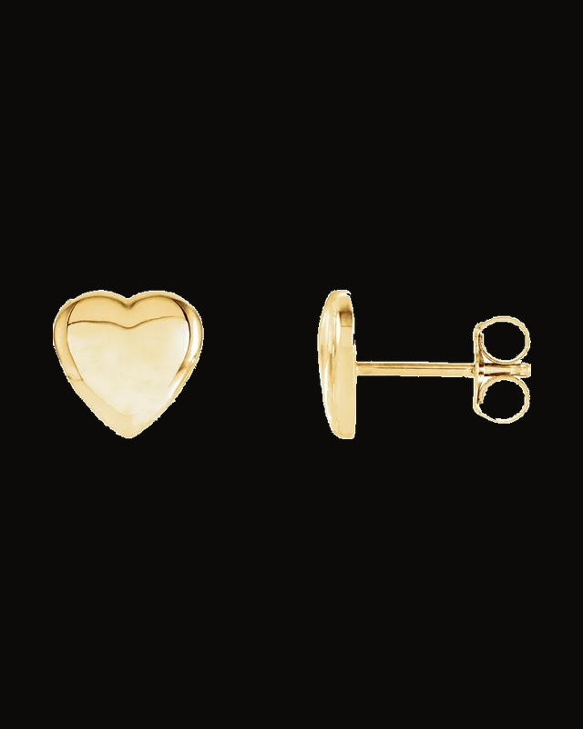 Heart Stud Earrings — 14K Yellow Gold