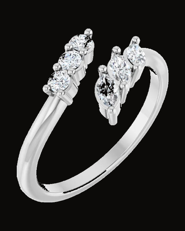 1/3 CTW Lab-Grown Diamond Multi-Shape Bypass Ring — 14K Yellow / White Gold · 11.8 x 9.9 mm · Size 7