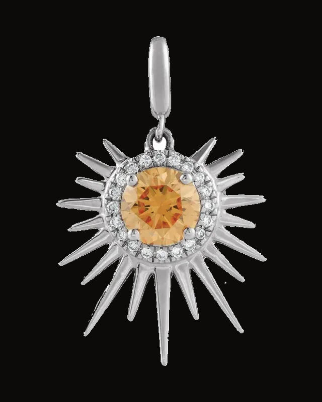 Natural Citrine And 1/10 CTW Lab-Grown Diamond Charm/Pendant