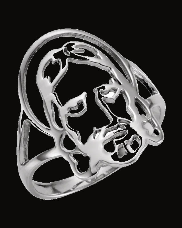 Face Of Jesus Chastity Ring — Sterling Silver · 22.4 x 14.4 mm